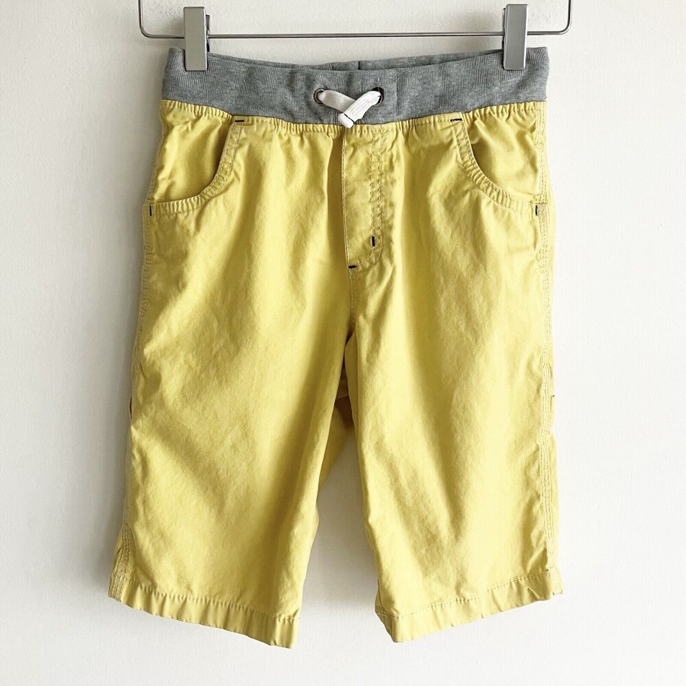 Mini Boden Boys Size 9 Pull On Carpenter Shorts Yellow Drawstring Pockets - Picture 1 of 6